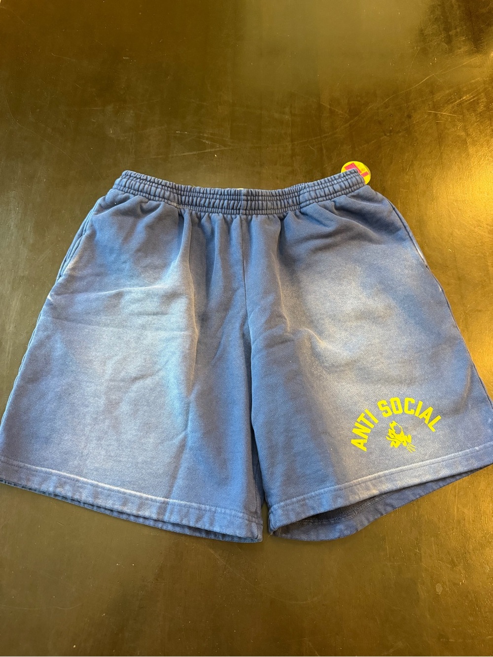 Anti Social Social Club Blue Shorts with Yellow Logo